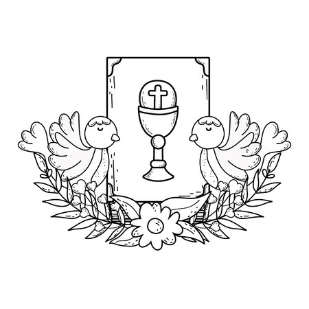 holy bible book with doves birdsのイラスト素材