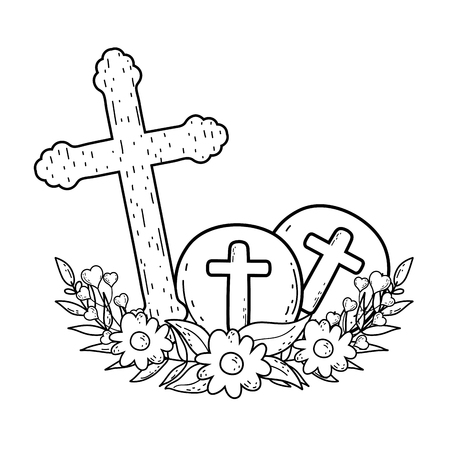 wooden cross christianity iconのイラスト素材