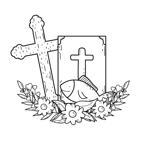 holy bible book with crossのイラスト素材