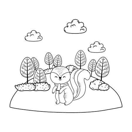 cute chipmunk in the landscape vector illustration designのイラスト素材