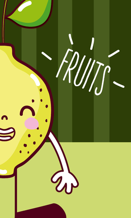 Lemon cute and funny cartoon vector illustration graphic designのイラスト素材