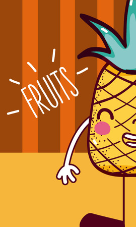 Pineapple cute and funny cartoon vector illustration graphic designのイラスト素材