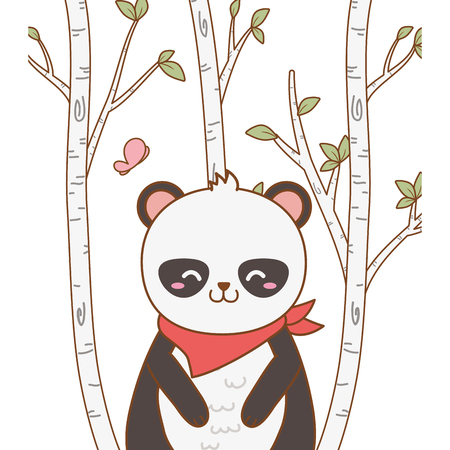 cute bear panda woodland characterのイラスト素材