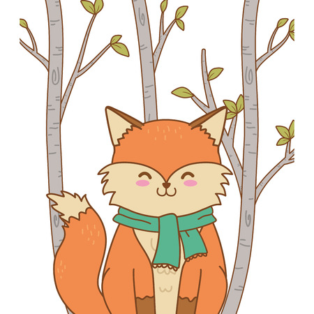 cute fox woodland character vector illustration designのイラスト素材