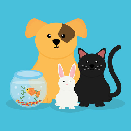 group of cute pets characters vector illustration designのイラスト素材