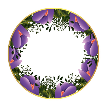 floral tropical flowers frame cartoon vector illustration graphic designのイラスト素材