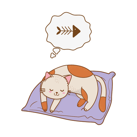 cute funny cat pet sleeping cartoon vector illustration graphic designのイラスト素材