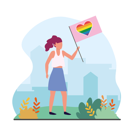woman with heart rainbow flag to lgtb celebrationのイラスト素材