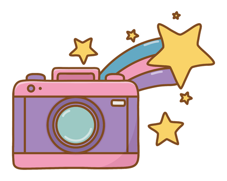 camera and shooting star icon cartoon vector illustration graphic designのイラスト素材