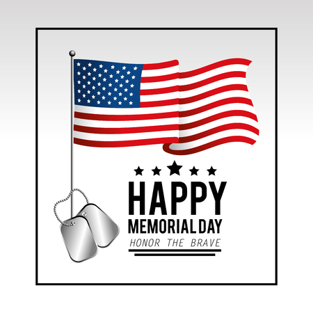 usa flag with stars and necklace to memoral day vector illustrationのイラスト素材