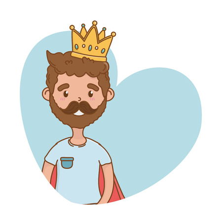 man with crown icon cartoon beard vector illustration graphic designのイラスト素材