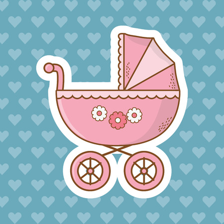 cute baby shower element carriage cartoon vector illustration graphic designのイラスト素材
