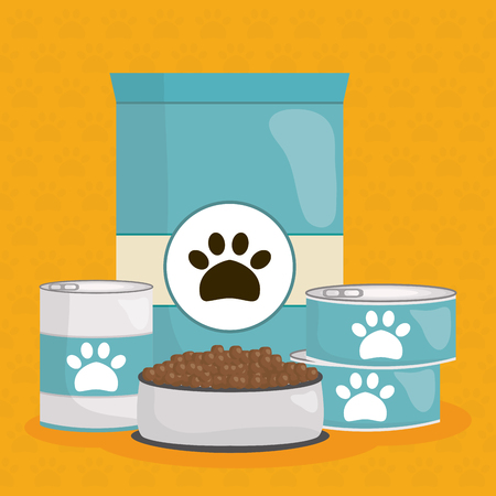 pet food bag and canのイラスト素材