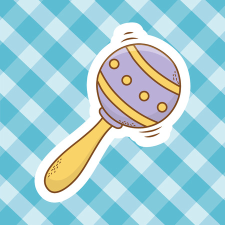 cute baby shower element rattle cartoon vector illustration graphic designのイラスト素材