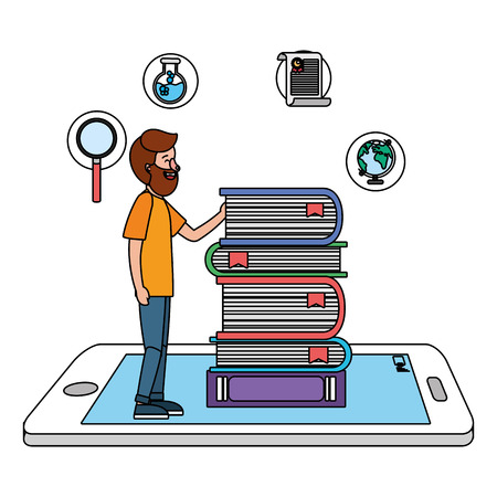 online education man cartoonのイラスト素材