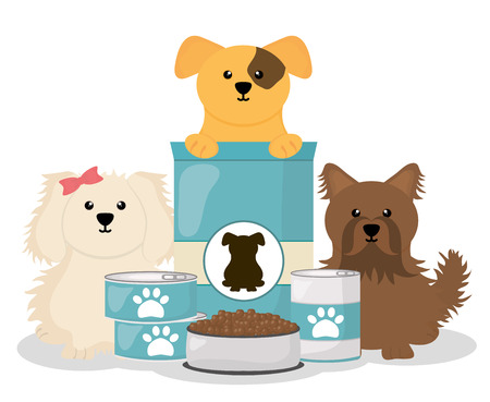 cute little dogs with food vector illustration designのイラスト素材