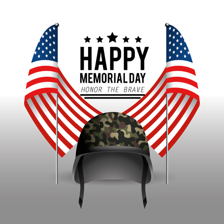 helmet with camouflage uniform and usa flagのイラスト素材