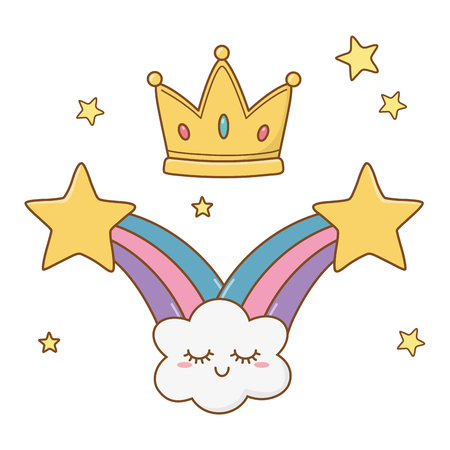 shooting stars and crownのイラスト素材