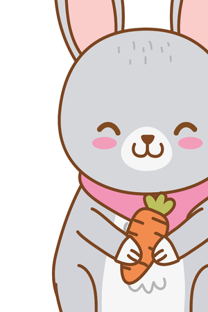 cute little animal rabbit bunny with carrot cartoon vector illustration graphic designのイラスト素材
