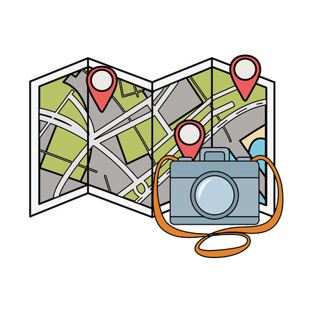 suitcase travel with eyeglasses and camping icon vector illustration designのイラスト素材