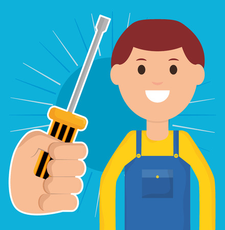 builder worker avatar character vector illustration designのイラスト素材
