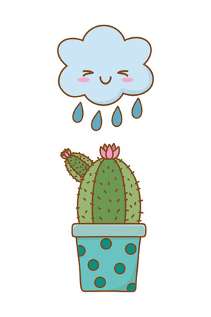 cactus with cloud icon cartoon vector illustration graphic designのイラスト素材