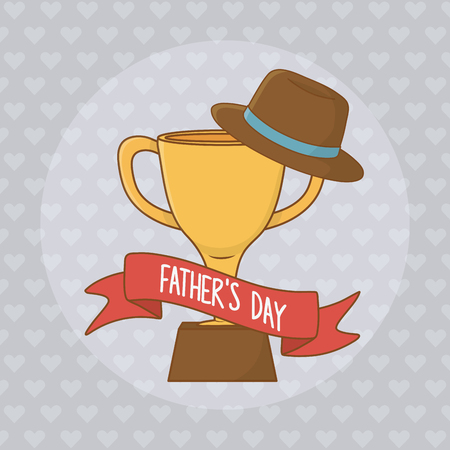 happy fathers day card with trophy cup vector illustration designのイラスト素材