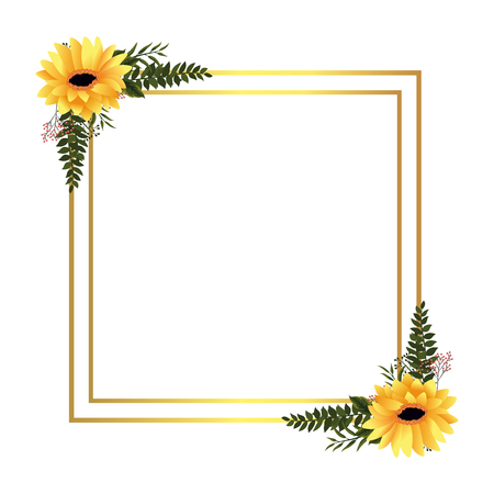 floral tropical flowers frame cartoon vector illustration graphic designのイラスト素材