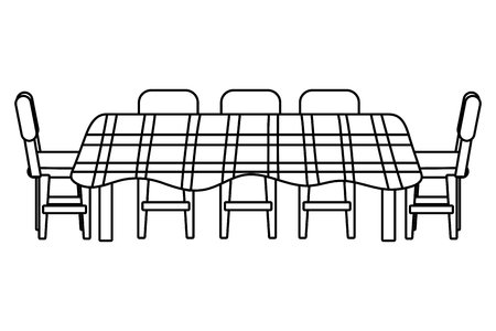 table icon cartoon with chair and cloth black and white vector illustration graphic designのイラスト素材