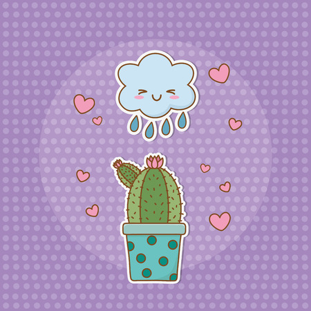 cactus sticker kawaii style vector illustration designのイラスト素材