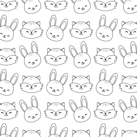 cute woodland animals characters pattern vector illustration designのイラスト素材