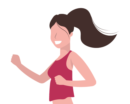 woman running portrait with sportwear avatar cartoon character vector illustration graphic designのイラスト素材