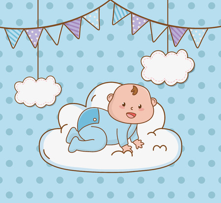baby shower card with little boy baby vector illustration designのイラスト素材