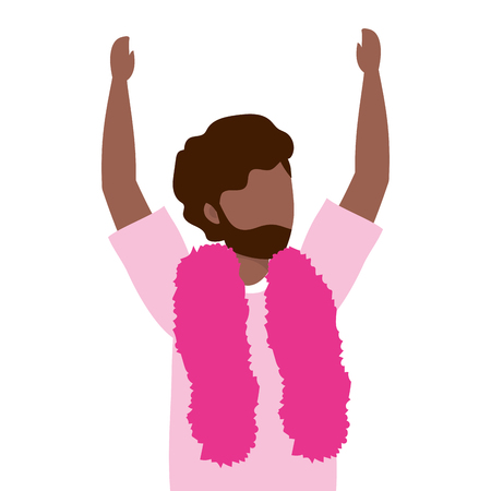 young man raised hands cartoon vector illustration graphic designのイラスト素材