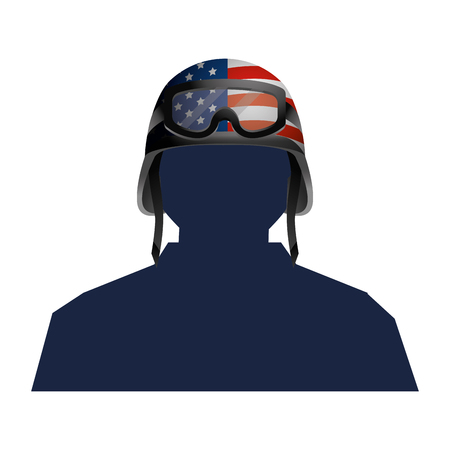 soldier silhouette and helmet icon isolated vector illustration graphic designのイラスト素材
