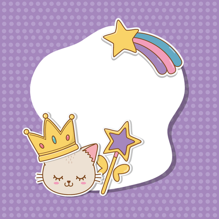 postcard with stickers kawaii vector illustration designのイラスト素材