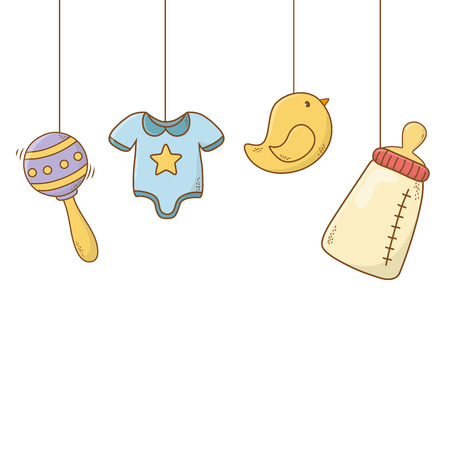 cute baby shower elements cartoon vector illustration graphic designのイラスト素材