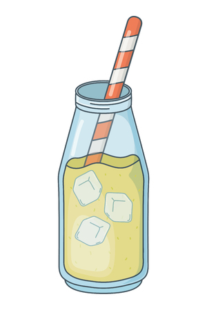 delicious tasty refresh fruit lemonade lemon juice mason jar cartoon vector illustration graphic designのイラスト素材