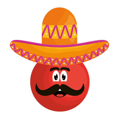 mexican emoji with hat character vector illustration designのイラスト素材