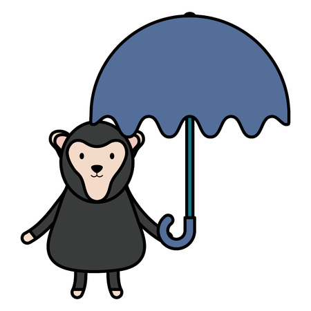 cute monkey with umbrella childish character vector illustration designのイラスト素材