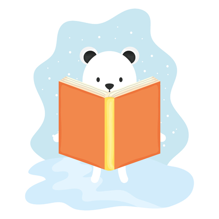 cute polar bear reading book character vector illustration designのイラスト素材