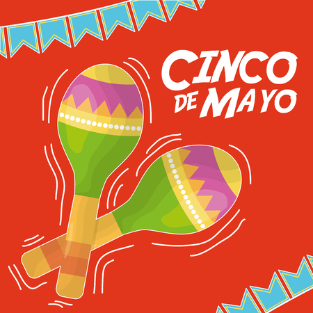 cinco de mayo celebration with maracas vector illustration designのイラスト素材