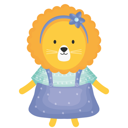 cute female lioness childish character vector illustration designのイラスト素材