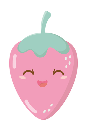 delicious tasty sweet fruit strawberry cartoon vector illustration graphic designのイラスト素材