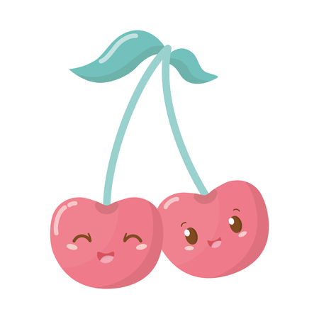 delicious tasty sweet fruit cherry cartoon vector illustration graphic designのイラスト素材