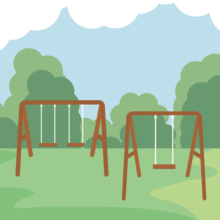 swing wooden in the park vector illustration designのイラスト素材