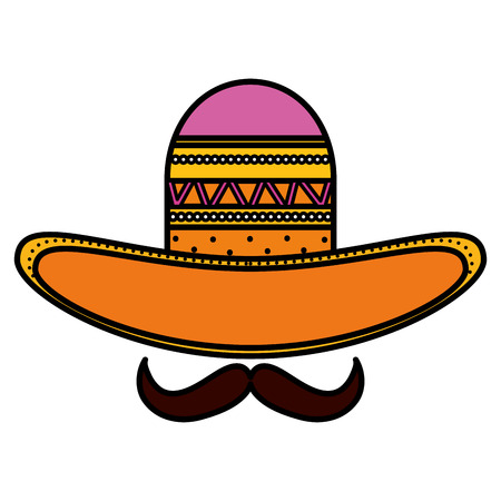 mexican hat with mustache traditional icon vector illustration designのイラスト素材
