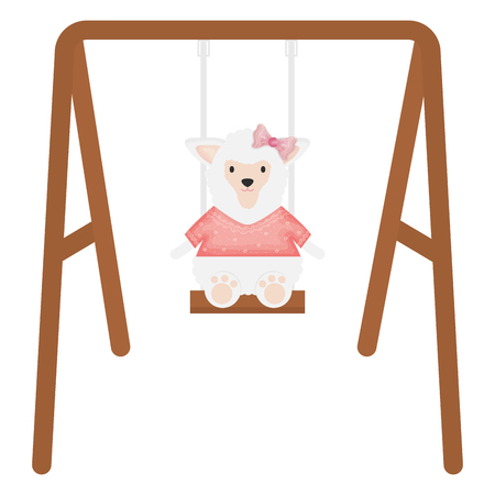 cute female sheep in swing vector illustration designのイラスト素材