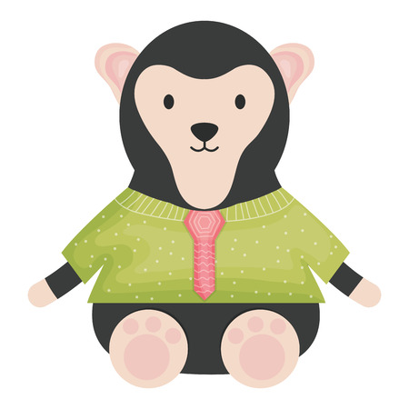 cute monkey childish character vector illustration designのイラスト素材