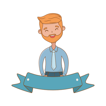 man avatar cartoon character with ribbon beard vector illustration graphic designのイラスト素材